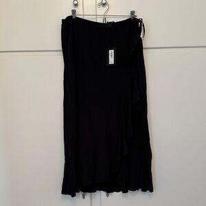 NWT Paige Wrap Midi Elegant Black Women's Skirt